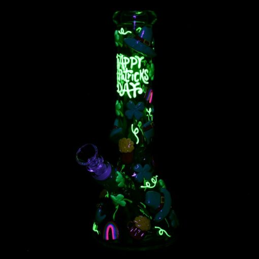 Shop St. Patrick's Day Glow In The Dark Water Pipe - 10" / 14mm F in australian