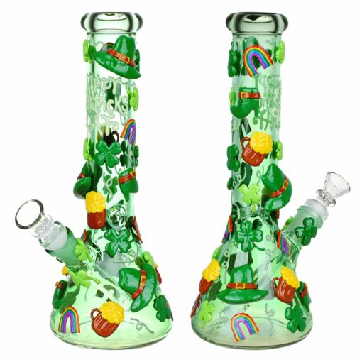 Shop St. Patrick's Day Glow In The Dark Water Pipe - 10" / 14mm F in australian