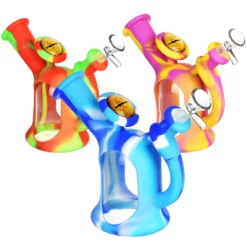 Silicone/Glass Cone Water Pipe - 6.5" / 14mm F / Colors Vary